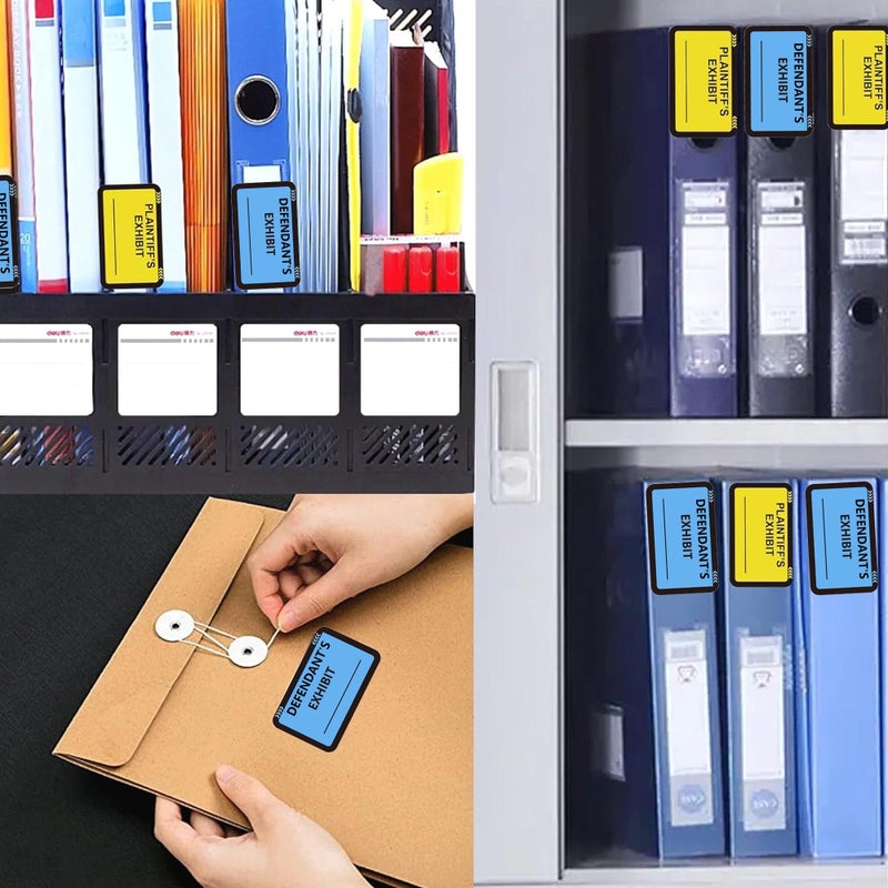 wootile Legal Yellow Plaintiff's Exhibit Blue Defendant's Exhibit Stickers 1.65 X 1 Inches - Color-Coded Exhibit Labels 400 Pcs Blank File Folder Labels Tabs Legal Documents Report Divider for Offices Courts - Image 4